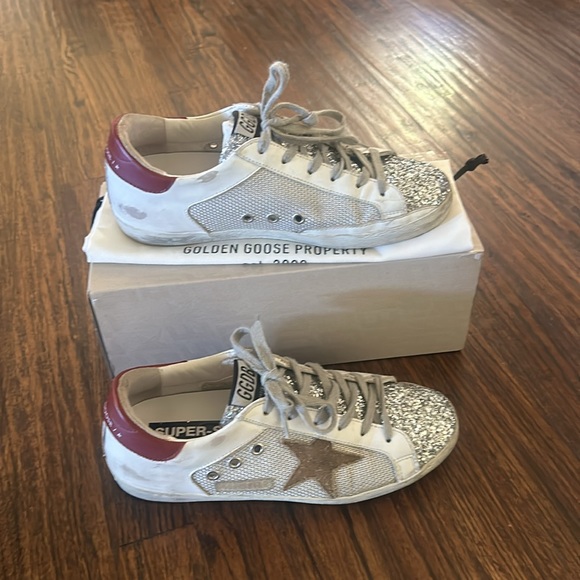 Golden Goose Superstar Sneaker in Silver White Tobacco & Red AUTHENTIC SZ 39 - Picture 4 of 7